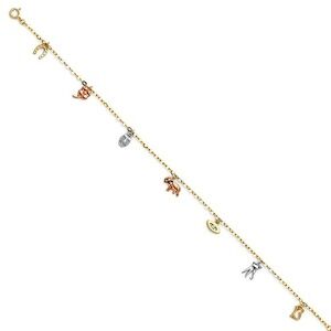 14K Solid Yellow Gold Charm Bracelet or Ancklet!.